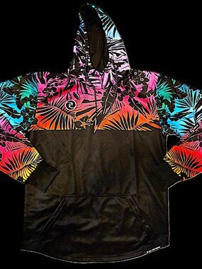 West Coast Goalkeeping Size Med Black Floral Colorful Pullover Hoodie Unisex NEW